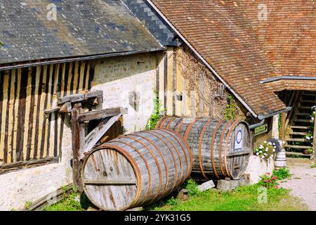 Herrenhaus mit Cidre-Produktion und Calvados-Destillerie Le Manoir de Grandouet bei Cambremer im Pays d&#39;Auge im Departement Calvados in t Stockfoto