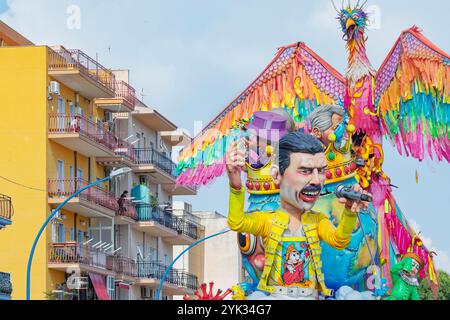 Karnevalswagen, Sciacca, Landkreis Agrigento, Sizilien, Italien Stockfoto