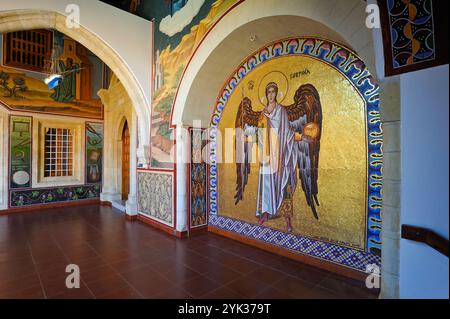 Mosaike von Kykkos Monasterry, Troodos-Gebirge, Zypern, östliche Mittelmeerinsel, Eurasien Stockfoto