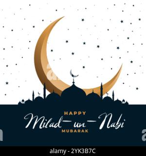 Schönes eid Milad un nabi Design mit Mond und Moschee Stock Vektor