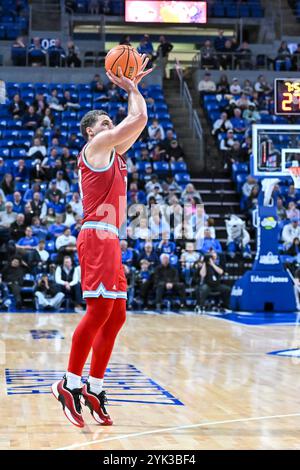 16. NOVEMBER 2024: Loyola Marymount Lions Stürmer Jevon Porter (14) macht einen 3-Punkte-Sprungschuss in einem regulären Saisonspiel, in dem die Loyola Marymount Lions die Saint Louis Billikens besuchten. Fand in der Chaifetz Arena in St. Louis, MO, am Samstag, 16. November 2024, Richard Ulreich/CSM statt Stockfoto