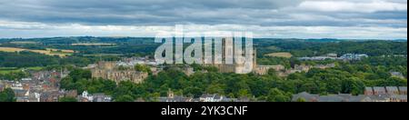 Eine Luftaufnahme der Kathedrale und des Schlosses von Durham in Durham, Großbritannien Stockfoto