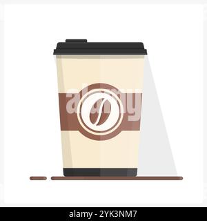 Papier Kaffeetasse, Kaffee zum Mitnehmen, flache Art, Vektor eps10 Illustration Stock Vektor