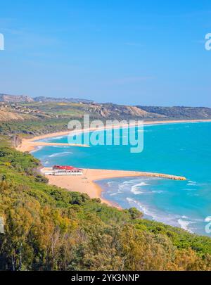 Eraclea Minoa Strand, erhöhte Aussicht, Cattolica Eraclea, Agrigento Bezirk, Sizilien, Italien Stockfoto