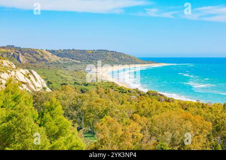 Eraclea Minoa Strand, erhöhte Aussicht, Cattolica Eraclea, Agrigento Bezirk, Sizilien, Italien Stockfoto