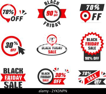 Black friday Sale Banner, Sale Aufkleber, Vektor eps10 Illustration Stock Vektor