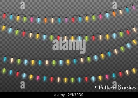 Bunte Weihnachtslichter, dunkler Hintergrund, Vektor-eps10-Illustration Stock Vektor