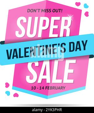 Valentinstag Superverkauf, rosa Banner, Vektor eps10 Illustration Stock Vektor