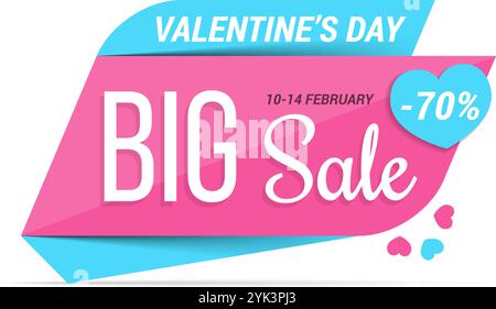 Valentinstag großer Verkauf, rosa Banner, Vektor eps10 Illustration Stock Vektor