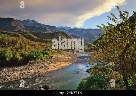 Rio Batopilas, Blick von der Straße nach Satevo, Barranca de Batopilas, Copper Canyon, Bundesstaat Chihuahua, Mexiko Stockfoto