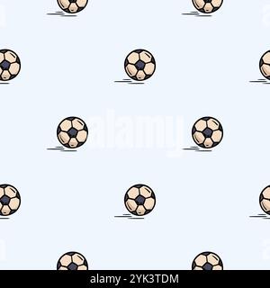 Nahtloses Vektormuster mit Fußball. Handgezeichneter Hintergrund zu Brettspielen, Freizeit, Sport und Hobbys Stock Vektor