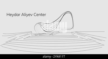 Heydar Aliyev Center. Strichgrafik-Illustration. Stock Vektor