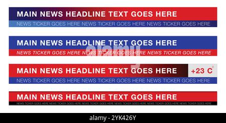 Elegante Nachrichten Headline Lowerdritds für TV- und Broadcast-Projekte. Stock Vektor