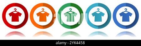 Mode, Hemdvektorsymbole, flaches Symbol-Set für Logo-Design, Webdesign und mobile Anwendungen, bunte Web-Button-Kollektion in eps 10 Stock Vektor