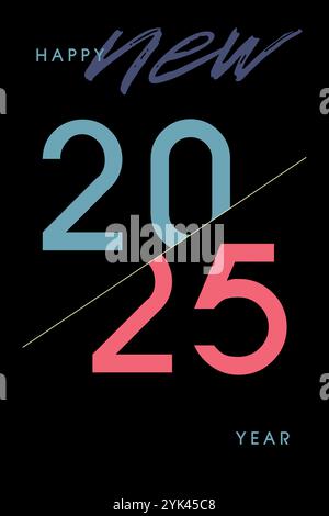 2025 minimalistische Textvorlage . „Happy New Year“-Karte. Design-Banner für Neujahrsfeier. Kalender Stock Vektor