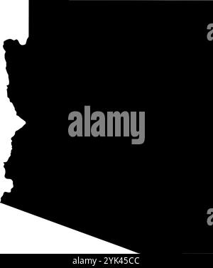 Konturkarte des Bundesstaates Arizona, USA. Vektorgrafik auf transparentem Hintergrund mit schwarzen Bereichsrändern Stock Vektor