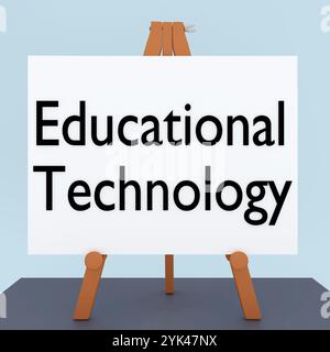 3D-Illustration eines Stativs mit dem Skript „Educational Technology“. Stockfoto