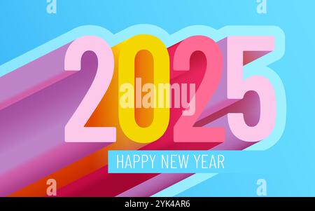 Happy New 2025 Year. Festliches Poster- oder Bannerdesign. Vektorabbildung Stock Vektor