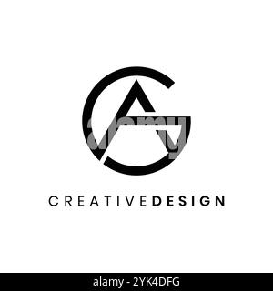 Kreative abstrakte Buchstaben AG oder GA Logo Design Vektor Illustration Stock Vektor