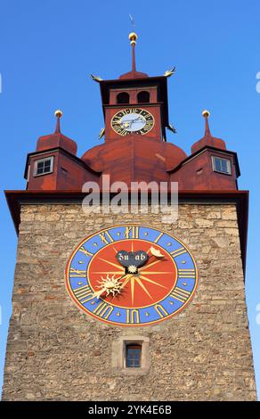 Turm des Rathauses, Luzern, Schweiz Stockfoto