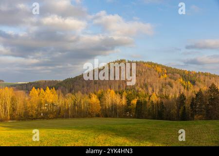 Burgberg Lichtenberg Burgberg Lichtenberg neben der gleichnamigen Talsperre. Lichtenberg/Erzgebirge Sachsen Deutschland *** Burgberg Lichtenberg Burgberg Lichtenberg Lichtenberg neben dem gleichnamigen Damm Lichtenberg Erzgebirge Sachsen Deutschland Stockfoto