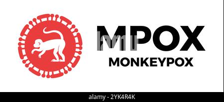 Äffchen-Silhouette. Eine detaillierte visuelle Darstellung von Monkeypox unterstreicht seine entscheidende Bedeutung für Gesundheitsbewusstsein und -Bildung. Vektor Stock Vektor