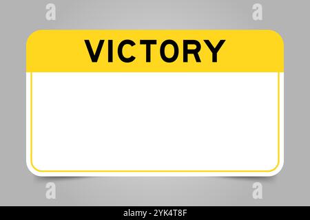 Label-Banner mit gelber Überschrift mit Wort Victory und weißem Kopierraum auf grauem Hintergrund Stock Vektor