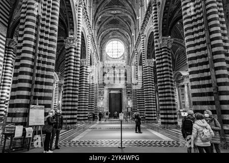 Siena, Italien - 7. April 2022: Innenansicht der Kathedrale von Siena in Siena, die der Himmelfahrt der Maria gewidmet ist. Stockfoto