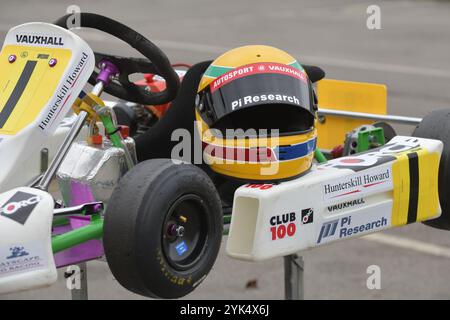 Eine Nachbildung von Lewis Hamiltons Kadett-Go-Kart 1996. Stockfoto