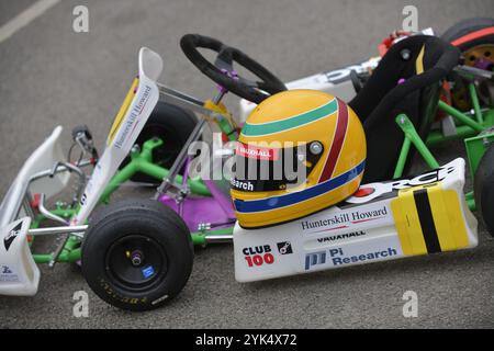 Eine Nachbildung von Lewis Hamiltons Kadett-Go-Kart 1996. Stockfoto