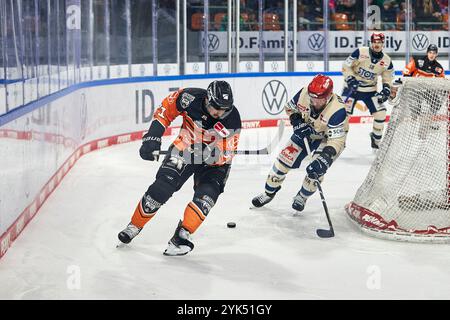 Benjamin Marshall (Schwenninger Wild Wings #54) hinter dem Tor Grizzlys Wolfsburg - vs. Schwenninger Wild Wings, Eishockey, PENNY DEL, Saison 2024/2025, 17.11.2024 Foto: Eibner-Pressefoto/Jan-Frederic Helbig Stockfoto