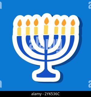 Menora Hanukkah jüdischer Grußkartenaufkleber Stock Vektor
