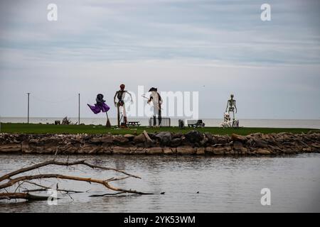 Halloween-Dekoration in Lighthouse Cove, Tilbury, Ontario, Kanada Stockfoto