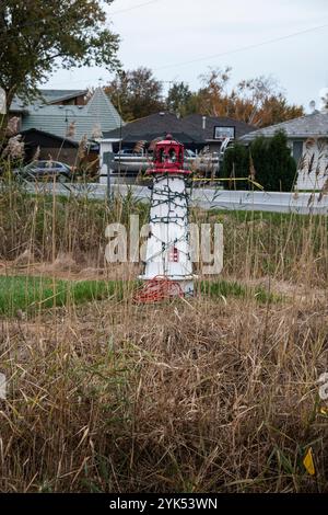 Leuchtturmdekoration in Lighthouse Cove, Tilbury, Ontario, Kanada Stockfoto