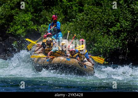 Das Bild von River Rafting im Kali River wurde in Dandeli, Karnataka, Indien, aufgenommen. Stockfoto