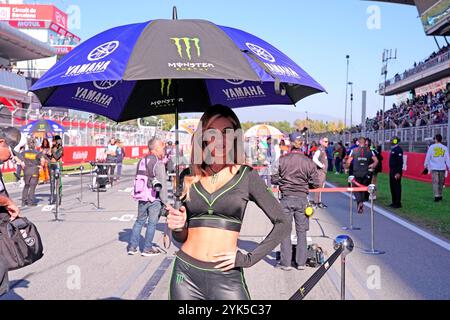 17. November 2024, Circuit de Barcelona-Catalunya, Barcelona, MotoGP Motul Solidarity Grand Prix von Barcelona, im Bild Raster Mädchen auf der Startaufstellung. Stockfoto