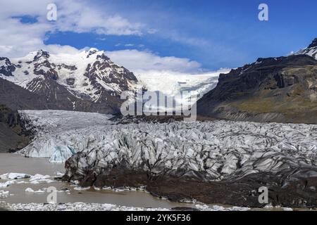 Am Svinefell-Gletscher, Skaftafell NP, Südküste, Island, Europa Stockfoto