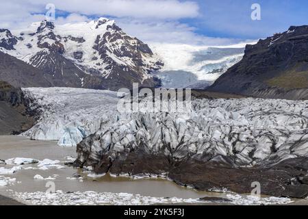 Am Svinefell-Gletscher, Skaftafell NP, Südküste, Island, Europa Stockfoto