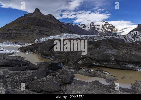 Am Svinefell-Gletscher, Skaftafell NP, Südküste, Island, Europa Stockfoto