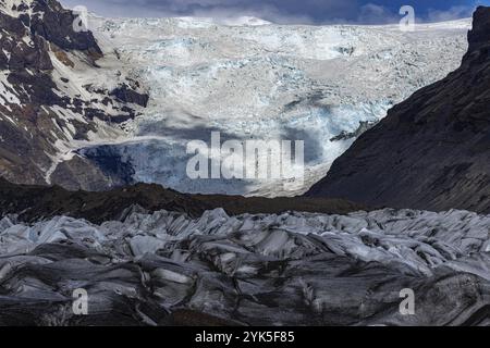 Am Svinefell-Gletscher, Skaftafell NP, Südküste, Island, Europa Stockfoto