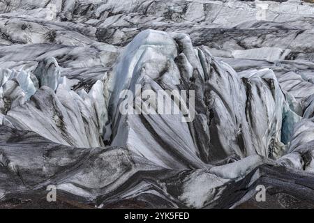 Am Svinefell-Gletscher, Skaftafell NP, Südküste, Island, Europa Stockfoto