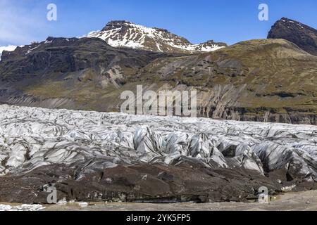 Am Svinefell-Gletscher, Skaftafell NP, Südküste, Island, Europa Stockfoto