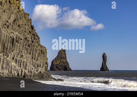 Schwarzer Strand Reynisfjara, Südküste, Island, Europa Stockfoto