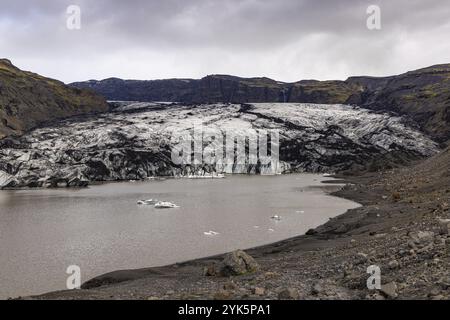 Solheimsjokull Gletscherlagune, Island, Europa Stockfoto