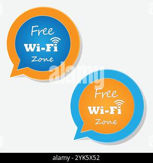 Kostenloser Wi-fi-Bereich. Wi-fi-Sprechblase. Kostenloses wi-fi-Symbol. Symbol für drahtloses Netzwerk. Stock Vektor