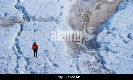 Gletscherwandern, Nordenskioeld-Gletscher, Petuniabukta, Billefjord, Arktis, Spitzbergen, Svalbard, Norwegen, Europa Stockfoto