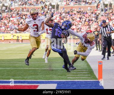 SMU Mustangs Wide Receiver RODERICK DANIELS JR. (13) Läufe für Yards während des Spiels zwischen den Boston College Eagles und den SMU Mustangs am 16. November 2024 im Gerald J. Ford Stadium in Dallas, Texas. (Foto: Jerome Hicks/SIPA USA) Credit: SIPA USA/Alamy Live News Stockfoto