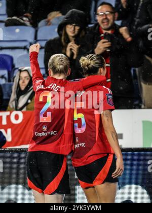 Leicester, Großbritannien. November 2024. Leicester, England, 16. November 2024: Celin Bizet (15 Manchester United) feiert das zweite Tor während des Spiels der Barclays Womens Super League zwischen Leicester City und Manchester United im King Power Stadium in Leicester, England (Natalie Mincher/SPP). /Alamy Live News Stockfoto