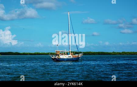 Setzen Sie die Segel für Ruhe! 🌞 Lassen Sie sich vom Wind leiten und denken Sie daran, das Abenteuer zu genießen, das direkt hinter dem Horizont erwartet. Stockfoto