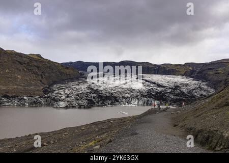 Solheimsjokull Gletscherlagune, Island, Europa Stockfoto